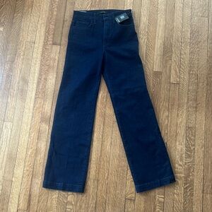 Never worn wide leg high rise Joe’s jeans in dark blue